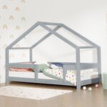Lit cabane enfant LUCKY 90 x 200 gris