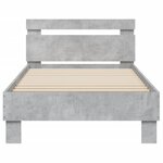 vidaXL Cadre de lit tête de lit et lumières LED gris béton 90x190 cm