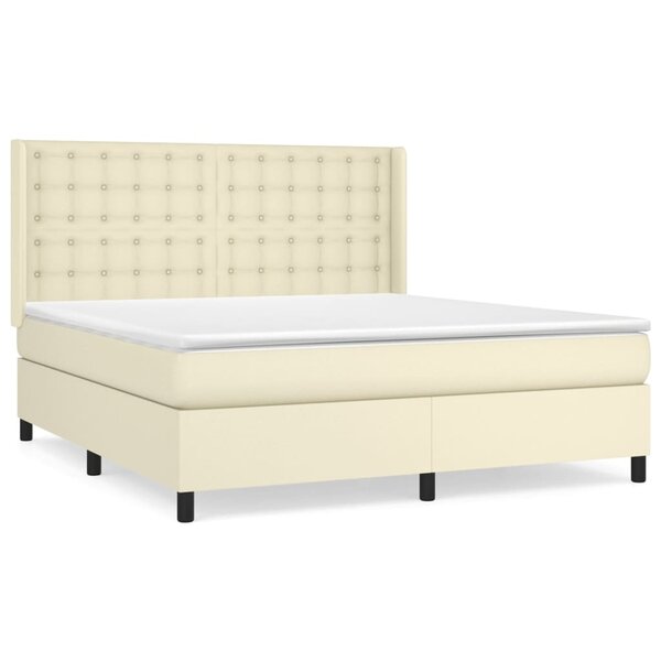 vidaXL Sommier à lattes de lit avec matelas Crème 180x200cm Similicuir