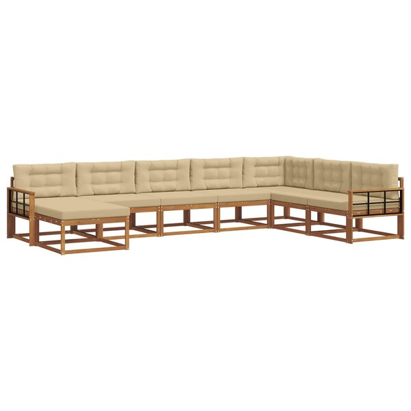 vidaXL Ensemble de canapés d'extérieur 8 pc Naturel et Beige