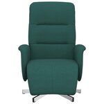vidaXL Fauteuil inclinable avec repose-pieds vert foncé tissu