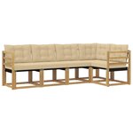 vidaXL Ensemble de canapés d'extérieur 5 Pièces Blanc et Beige