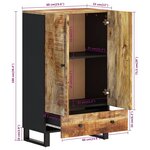 vidaXL Buffet haut avec tiroir 60x33x100cm bois massif manguier et fer