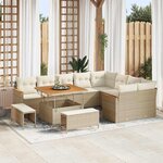 vidaXL Ensemble de canapé de jardin 12 Pièces Beige Poly rotin