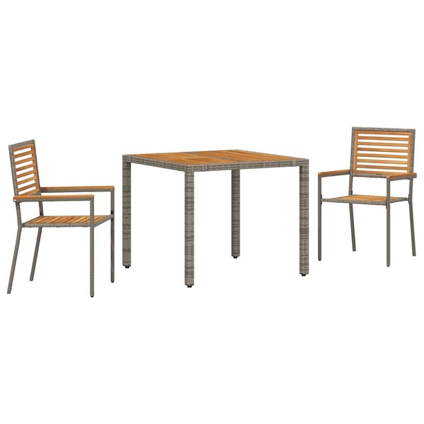vidaXL Ensemble de salle à manger pour jardin 3 Pièces Gris et marron