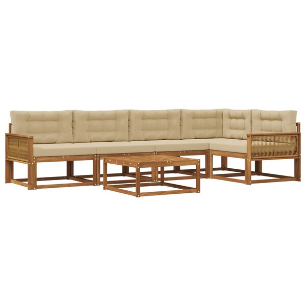 vidaXL Ensemble de canapés d'extérieur 6 Pièces Naturel et Beige