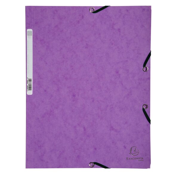 Chemise 3 Rabats À Élastiques Carte Lustrée 400g/m2 - A4 - Violet - X 25 - Exacompta