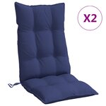 vidaXL Coussins de chaise à dossier haut lot de 2 bleu marine
