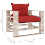 vidaXL Canapé palette de jardin avec coussins rouge Bois de pin