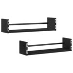 vidaXL Étagère Murale avec étagère 2 Pièces Chêne noir 60 x 16 x 14 cm