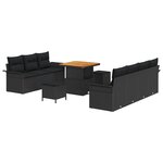 vidaXL Ensemble de canapé de jardin avec coussin 10 Pièces Noir