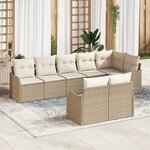 Ensemble de Canapés de Jardin 8 Pièces avec Coussins Beige en Rattan Poly