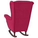 vidaXL Fauteuil à bascule à oreilles en velours rouge vin bois massif