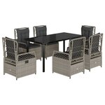 vidaXL Ensemble à manger de jardin et coussins 7 Pièces gris clair rotin