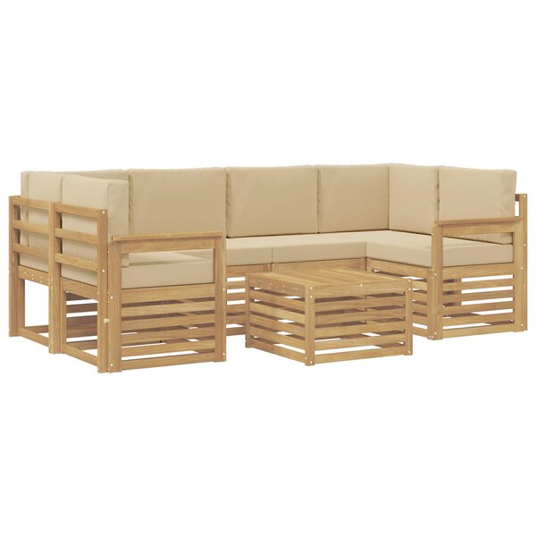 vidaXL Ensemble de canapés d'extérieur 7 pc Blanc et Beige Polyester