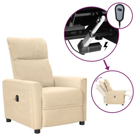 vidaXL Fauteuil inclinable électrique Crème Tissu