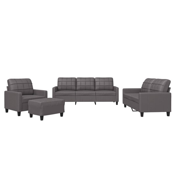 vidaXL Ensemble de canapés 4 Pièces avec coussins Gris Similicuir