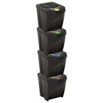 vidaXL Poubelles empilables 4 Pièces Anthracite 100 L