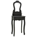 vidaXL Ensemble de coiffeuse avec tabouret Noir 50x59x136 cm Paulownia