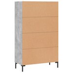 vidaXL Buffet haut gris béton 69 5x31x115 cm bois d'ingénierie