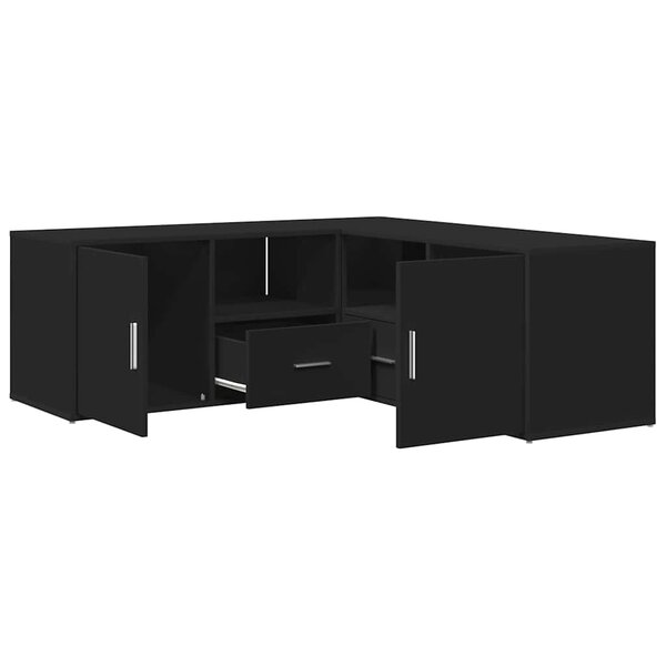 vidaXL Armoire d'angle noir 200x40x45 cm bois d’ingénierie