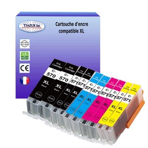 10 Cartouches compatibles avec Canon Pixma MG6852, MG6853, MG7750, MG7751, MG7752, MG7753 remplace Canon PGI-570, CLI-571 XL - T3AZUR