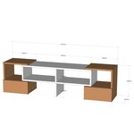 Homemania Meuble TV Fold 141 2x29 7x38 8 cm Blanc et noyer