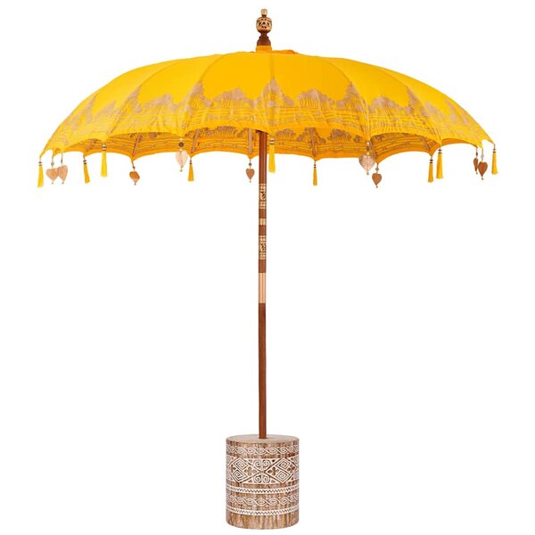 vidaXL Parasol balinais avec base Jaune 215 x 215 x 260 cm