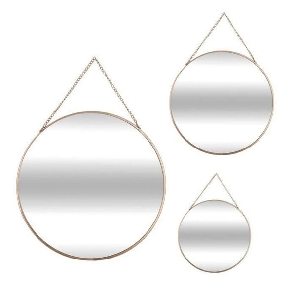 Lot de 3 miroirs ronds en métal - Doré - Ø20 / Ø24 / Ø29 cm
