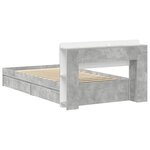 vidaXL Cadre de lit avec rangement avec tiroir Gris béton 90 x 190 cm