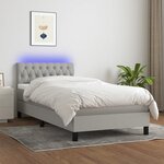 vidaXL Sommier à lattes de lit avec matelas et LED Gris clair 90x190cm