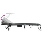 vidaXL Transat pliant avec auvent en tissu Oxford 600D noir