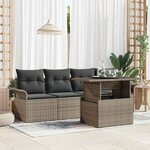 vidaXL Ensemble de canapé de jardin avec coussin 5 Pièces Gris Poly rotin
