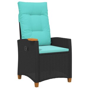 vidaXL Chaise inclinable avec plateau à thé polyrotin