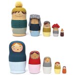 5 poupées russes Matriochkas en bois brut