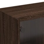 vidaXL Meuble TV avec portes en verre chêne marron 102x37x42 cm
