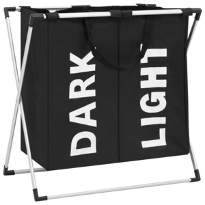 vidaXL Trieuse à linge à 2 sections Noir