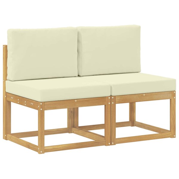 vidaXL 2 Pièce Sofa de milieu extérieur Bois d'Acacia Massif Blanc