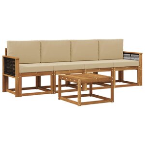 vidaXL Ensemble de canapés d'extérieur avec coussin 4 Pièces Naturel