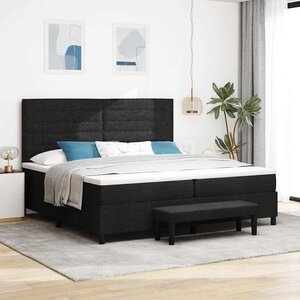 vidaXL Lit à ressorts avec matelas Noir 200 x 200 cm tissu