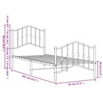 vidaXL Cadre de lit métal sans matelas avec pied de lit blanc 90x200cm