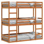 vidaXL Lit superposé triple sans matelas 75x190 cm bois de pin massif