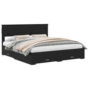 vidaXL Cadre de lit Chêne noir 180 x 200 cm Bois d'ingénierie