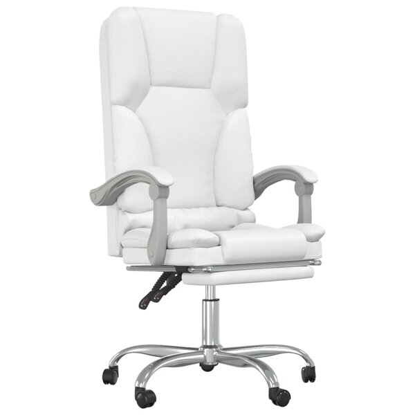 Fauteuil de massage inclinable de bureau informatique étude similicuir blanc 02_0025400