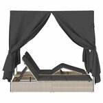 vidaXL Transat double avec toit Réglable Gris clair 205 x 129 x 200 cm