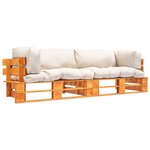 vidaXL Canapés de jardin palette 2 Pièces avec coussins sable pinède