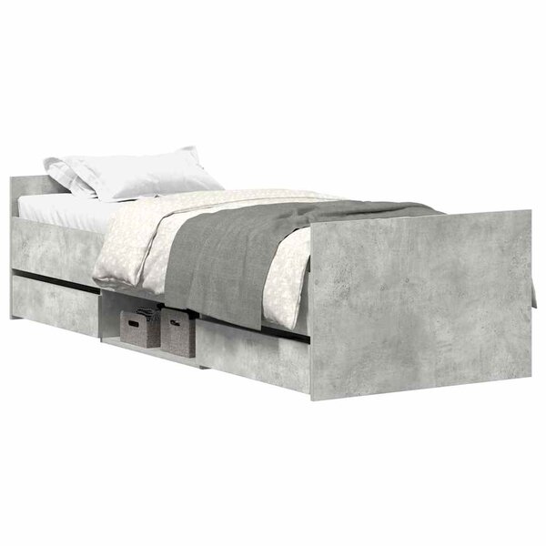 vidaXL Cadre de lit sans matelas gris béton 100x200 cm