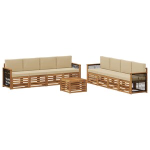 vidaXL Ensemble de canapés d'extérieur 9 pc Naturel et Beige