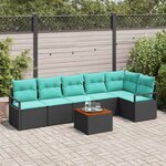 vidaXL Ensemble de canapé de jardin avec coussin 7 Pièces Noir polyrotin