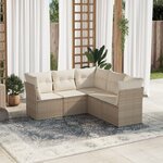vidaXL Salon de jardin avec coussins 5 Pièces beige résine tressée